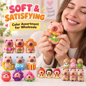Jouet anti-stress en PU à récupération lente Capybara, figurine souple et moelleuse, décoration de bureau, cadeau, vente en gros, personnalisable OEM - Product Image 2