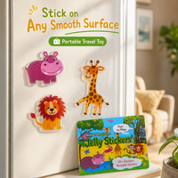Livre d'autocollants en TPE réutilisable et écologique, thème animaux, activité éducative DIY pour enfants, imperméable, durable, avec poignée