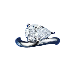Hot Sale Rhodium Plated 925 Sterling <b>Silver</b> Pear Cut Moissanite Trendy Wedding Engagement Unisex <b>Rings</b> Gift - Product Image 1