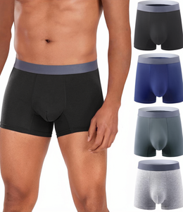 Calzoncillos bóxer retro de algodón para hombre, de talle medio, tejidos, de color liso, transpirables, cómodos, paquete de cuatro, para uso diario, talla XL - Product Image 1