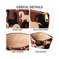 Trousse de maquillage à imprimé cheval, pochette cosmétique avec fermeture éclair dorée, organiseur de toilette de voyage pour femmes et filles, essentiels quotidiens