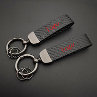 Porte-clés personnalisé avec logo de voiture en cuir et fibre de carbone pour BMW Audi Mercedes VW Honda Toyota Nissan Land Rover Mazda Hyundai