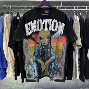 เสื้อถักแขนสั้นทรงหลวมสไตล์ฮิปฮอป แบรนด์อเมริกันสุดเทรนด์ ปี 2026  ตกแต่งโลโก้ด้วยคริสตัลแบบเรโทร น้ำหนัก 300 กรัม - Product Image 1