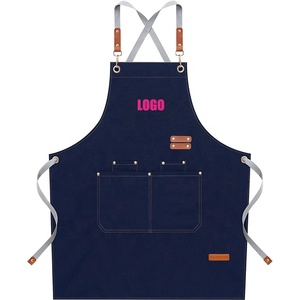 Wholesale High Quality Multi Pocket Kitchen Work Apron Custom Logo Canvas Fabric Aprons Colorful Hair Salon Beauty <strong>Kooking</strong> Chef - Product Image 1