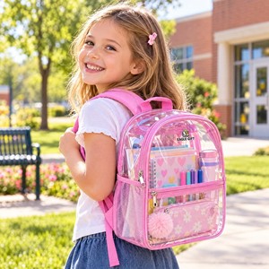 Sacs à dos transparents en PVC imperméables avec logo personnalisé, robustes, pour étudiants, école, plage, garçons et filles, enfants - Product Image 1
