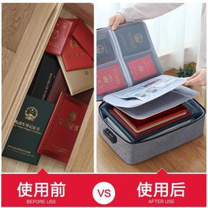 Travel Storage Bag Waterproof Zippered Organizer For Passports Files And <b>Documents</b> With Combination Lock Trip Use - Product Image 2