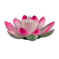 Lilin Led tanpa api bunga Lotus mengambang Mini 15cm lampu harapan luar ruangan