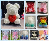 40cm LED Rose Teddy Bear Flower PE Foam Bear Gift Box for Graduation Thanksgiving Christmas Decoration Valentine's Day Gifts