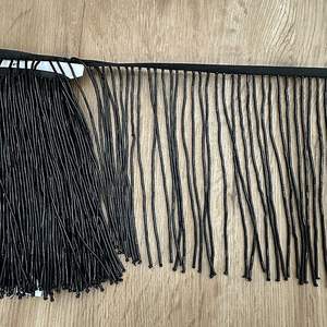 High End Handmade Luxury Sewing Glass <strong>Beads</strong> Trimming 15cm Width Black Gold Silver <strong>Bugle</strong> Gold Beaded Fringe Trim - Product Image 1