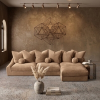 Canapé modulaire Jennifer en cuir, 3 pièces, avec chaise longue à droite, luxe moderne, sur mesure, rembourré, pour salon et hôtel