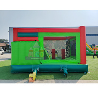 Château gonflable commercial géant sur le thème des animaux de la savane avec trampoline, avec air compris, idéal pour les aires de jeux pour enfants