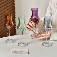 Copa de Vidrio de Tulipán de Colores Hecha a Mano, Copa para Degustación de Whisky, Copa para Vino Dulce y Champán, para Decoración del Hogar o Bar