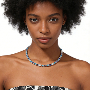 Spring Clasp Shining Zircon Necklace, Fashionable Blue-Purple Gemstone Collarbone <b>Chain</b>, Unisex - Product Image 2