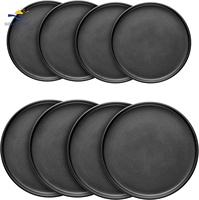Vajillas-Assiettes et bols en céramique de luxe 16 pièces, ensemble de 4 couverts de vaisselle en grès noir mat écologique allant au micro-ondes