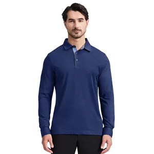Beste Kwaliteit Polyester Sublimaat Heren Doek Lange Mouw Shirt Print Katoen Logo Custom Oem Golf Polo Voor Mannen