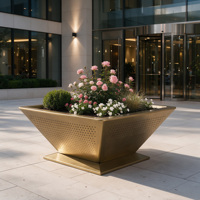Jardinières en acier galvanisé pour l'extérieur, pots de fleurs en métal pour jardin, patio, décoration de rue
