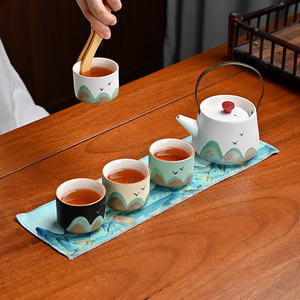 Service à thé en céramique peint à la main « Mille milles de rivières et de montagnes », coffret cadeau pour souvenir d'affaires, créatif et culturel - Product Image 4
