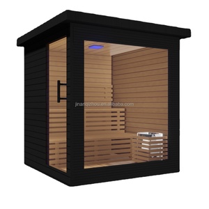 Stufa Elettrica Moderna per Sauna da Esterno in Cedro Rosso con Funzione Vapore Secco 110-240V Pannello di Controllo Computerizzato per 2-4 Persone - Product Image 5