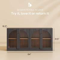 Grande console en bois cannelé moderne, buffet, armoire, meuble d'appoint en arc caramel, rangement domestique, gain de place, durable