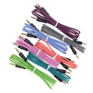Câble audio en nylon 1m <span class=keywords><strong>Jack</strong></span> 3.5mm mâle à mâle stéréo cordon auxiliaire de voiture pour <span class=keywords><strong>iPhone</strong></span> téléphone casque ordinateur portable fil de haut-parleur - Product Image 1