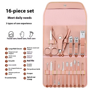 Bán Buôn 16-Mảnh Rose Gold Thép Không Gỉ Thân Thiện Với Môi Móng Chân Móng Tay Công Cụ Thiết Lập Cho Phụ Nữ Của Làm Móng Tay Bao Gồm Cắt Móng Tay - Product Image 3