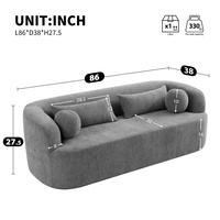 Canapé compressé de luxe moderne 3 places en mousse haute densité, avec coussins de canapé en chenille sans armature, effet nuage, pour salon