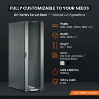 Armoire serveur intelligente de 19 pouces avec rail réglable et marquage U, série LNH, boîtier de serveur à haute rigidité