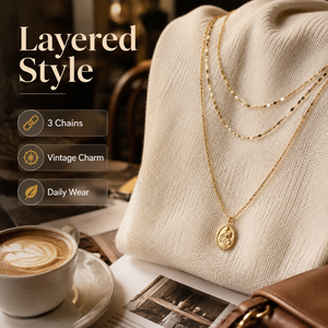 Collier Femme Tendance Vintage Bohème Multi-Couches avec Pièces de Monnaie en Acier Inoxydable 316L Plaqué Or 18K Réglable pour Rendez-vous et Déclaration de Style - Product Image 5