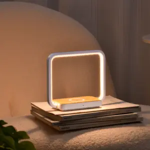 Phổ biến 10W có thể gập lại sạc không dây đèn <span class=keywords><strong>LED</strong></span> ABS USB điện thiết kế hiện đại màu trắng bóng 3 cấp độ sáng đèn cạnh giường ngủ - Product Image 5