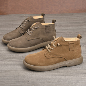 Men's Genuine Cow Leather Slip-On Winter Boots Plush Lining Round Toe Walking <b>Shoes</b> <b>Soft</b> Comfortable Daily Wear - Product Image 2