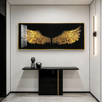 Peinture murale LED en porcelaine cristalline HD avec impression de paysage d'ailes d'or, idéale pour le salon, vente en gros d'usine, personnalisable