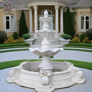 TREVI ART Villa cortile semplice in marmo a strati fontana a mano intagliato con laghetto circolare per la vendita - Product Image 3
