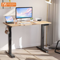 Bureau assis-debout électrique moderne à double moteur, réglable en hauteur, avec plateau en bois, convertible et intelligent pour mobilier commercial