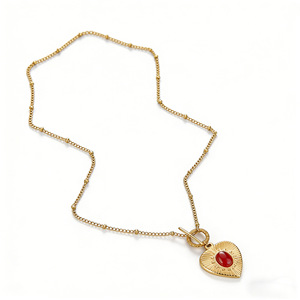 Collana con Ciondolo a Cuore Vintage 2026, Placcato Oro, Stile Retrò Geometrico, Charm OT, Gioielli alla Moda per Donne - Product Image 1