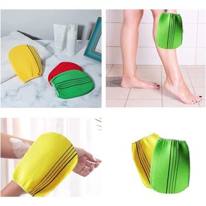 Sky-Touch 3ชิ้นถุงมือขัดผิวสไตล์เกาหลีแบบใช้ซ้ำได้ผ้าอาบน้ำเพื่อกำจัดเซลล์ผิวที่ตายแล้วแห้งแบบสุ่มสี - Product Image 3