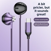 Écouteurs intra-auriculaires avec cordon de 1,2 m, design logo, décodage numérique, métal, basses puissantes, filaires avec micro, Type-C, 3,5 mm, matériau ABS, écouteurs de jeu