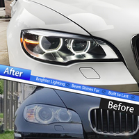 Ensemble de phares LED KGKB pour BMW X6 E71 2008-2014, mise à niveau haute performance, yeux d'ange bicolores, clignotants DRL, plug and play