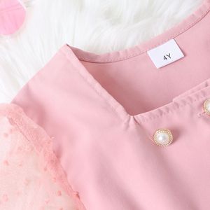 <span class=keywords><strong>2025</strong></span> Mùa Hè Phổ Biến Cô Gái 'Thiết Lập Rắn Màu Hồng Mùa Thu Ren Dài Tay Ngọc Trai Đôi Ngực Quần Phù Hợp Với Vành Đai Cô Gái Thời Trang - Product Image 6