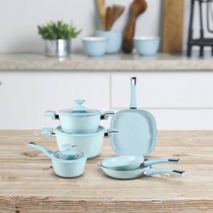 2025 nouvelle haute qualité moderne bleu ciel cuisine porter métal aluminium casseroles antiadhésif ustensiles de cuisine ensembles - Product Image 6