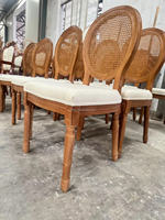 Chaise de salle à manger en bois massif avec dossier rond et assise en tissu, chaise en bois pour restaurant et hôtel