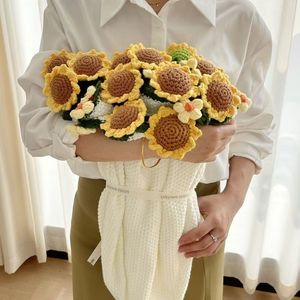 Hand-knitted Sunflower Bouquet Blanket Floral Polyester Home Decoration Personal <b>Gift</b> - Product Image 2