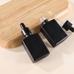 Matzwarte platte serumflesjes van glas 15ml 30ml 50ml 100ml Serumfles met druppelaar 30ml Oliefles met druppelaar Fabrikant groothandel - Product Image 4