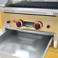 24 Kompor Gas LPG Radiant Charbroiler Komersial Stainless Steel Lava Rock Grill dengan Daya 5000-10000W