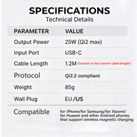 Chargeur sans fil magnétique universel 25W avec support pour téléphone, certifié Qi2.2, comprend une prise US et un ensemble de prises EU compatibles