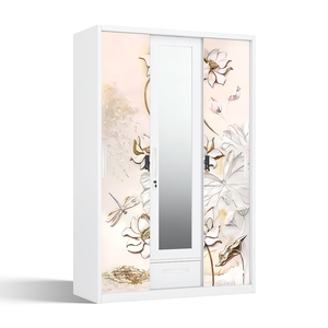 Armoire métallique imprimée avec miroir et 3 portes coulissantes 1200 mm, structure démontable - Product Image 2