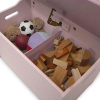 Boîte à jouets en bois pour enfant armoire de rangement enfants coffre à jouets banc de rangement avec couvercle à charnière de sécurité pour salle de jeux chambre salon rose