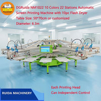 Máquina de Serigrafía Automática Ruida OEM/ODM de 10 Colores y 22 Estaciones para Camisetas, Prendas y Textiles