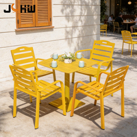 En stock, Chaise de salle à manger d'extérieur en aluminium durable pour café, jardin, restaurant, bord de mer, camping et terrasse