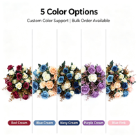 Vente en gros de fleurs artificielles faites à la main, style moderne, 12 têtes de petites branches de roses pour la décoration de la maison, mariage, Saint-Valentin