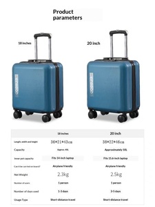 Valise à roulettes 4 roues de 18 pouces en PC, bagage cabine 20 pouces, unisexe, haut de gamme, léger, verrouillable, pour voyage - Product Image 5